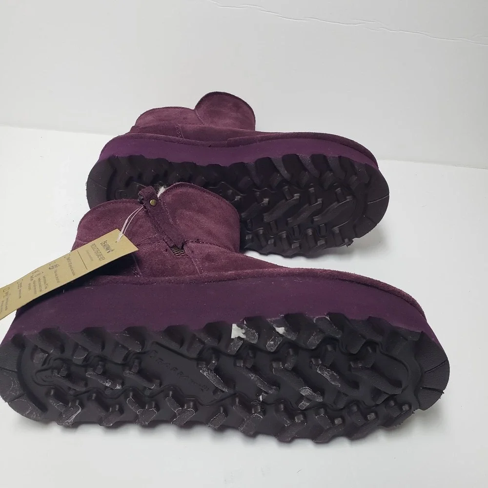 NWT‎ Bearpaw Boots Womens Size 5 Short Ankle Zip Fur Lined Winter Purple